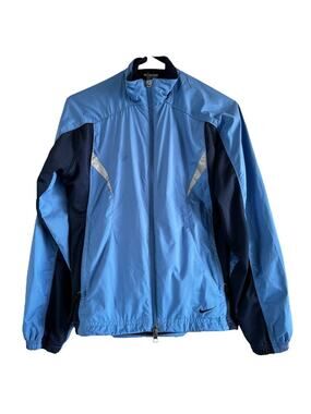 Vintage Nike Track Jacket Full Zip Windbreaker Y2K 90s Gray Tag Mesh Blue Small